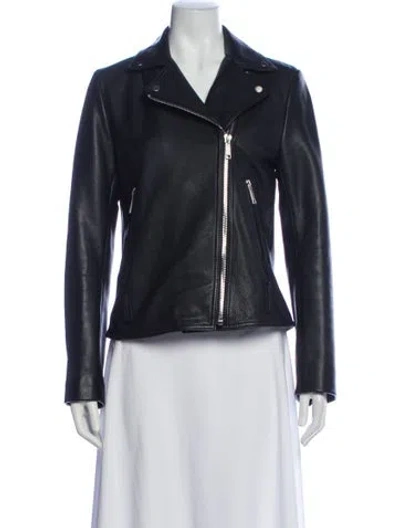 Pre-owned Lth Jkt Leather Biker Jacket In Black