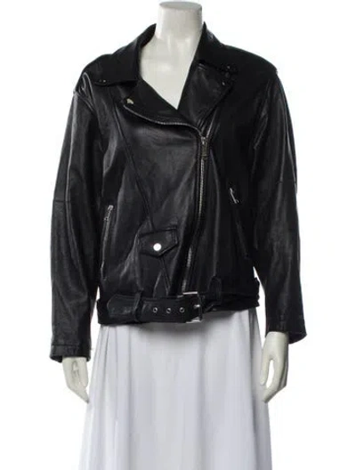 Pre-owned Lth Jkt Leather Biker Jacket In Blue