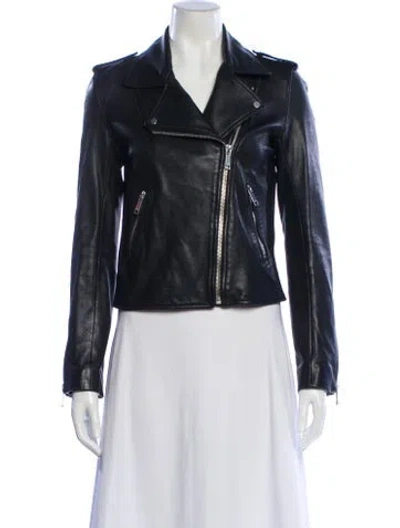 Pre-owned Lth Jkt Leather Biker Jacket In Blue