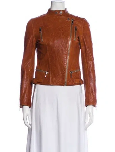 Pre-owned Lth Jkt Leather Biker Jacket In Brown