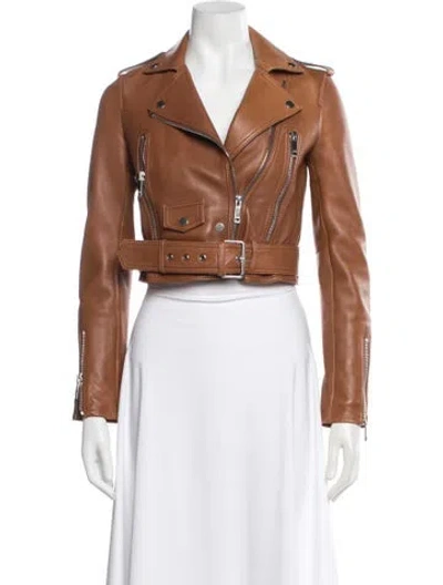 Pre-owned Lth Jkt Leather Biker Jacket In Brown