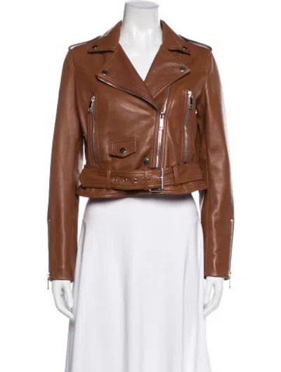 Pre-owned Lth Jkt Leather Biker Jacket In Brown