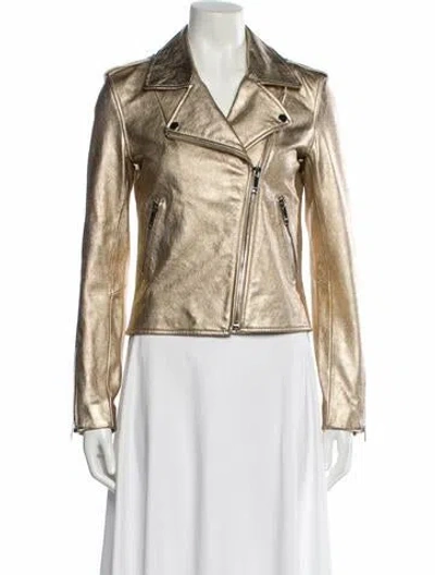 Pre-owned Lth Jkt Leather Biker Jacket In Gold