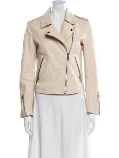 Pre-owned Lth Jkt Leather Biker Jacket In Neutral
