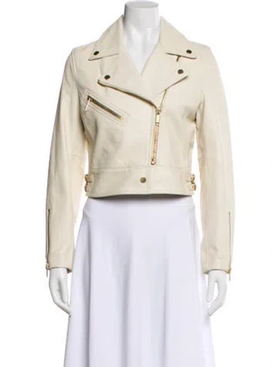 Pre-owned Lth Jkt Leather Biker Jacket In Neutral