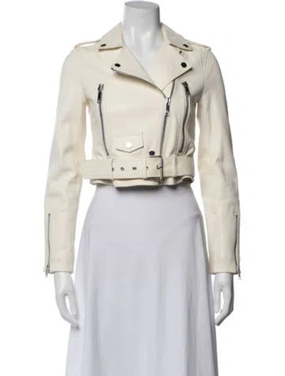 Pre-owned Lth Jkt Leather Biker Jacket In Neutral