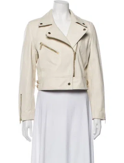 Pre-owned Lth Jkt Leather Biker Jacket In Neutrals
