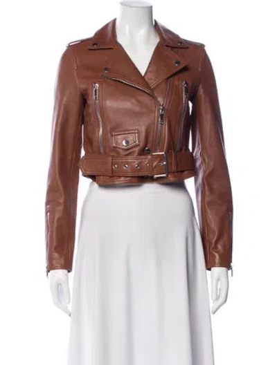 Pre-owned Lth Jkt Leather Biker Jacket In Orange