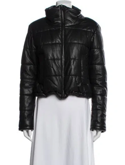 Pre-owned Lth Jkt Leather Down Jacket In Black