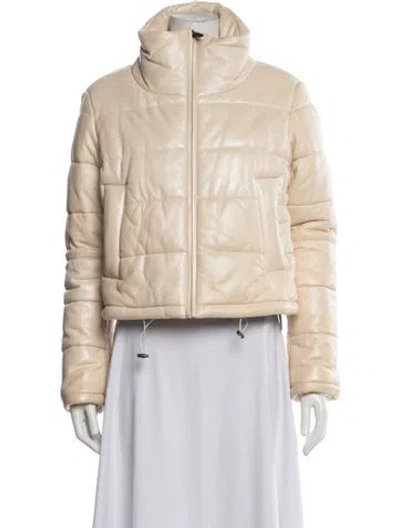 Pre-owned Lth Jkt Leather Down Jacket In Neutral