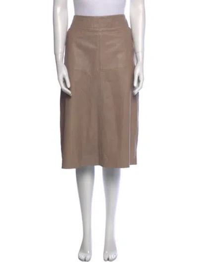 Pre-owned Lth Jkt Leather Knee-length Skirt In Neutral