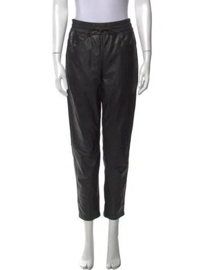 Pre-owned Lth Jkt Leather Straight Leg Pants In Black