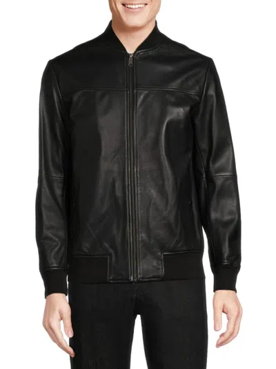 Lth Jkt Men's Tom Leather Bomber Jacket In Black