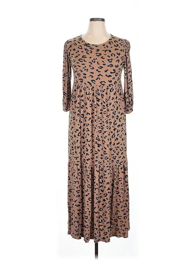 Pre-owned Lts Basics Casual Dress In Brown