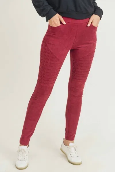 Ltx Sportswear Going For A Ride Suede Leggings In Red Wine