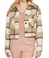 Ltx Sportswear Plaid Crop Jacket In Camel