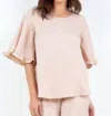 Ltx Sportswear Ruffle Sleeve Woven Top In Beige In Beige