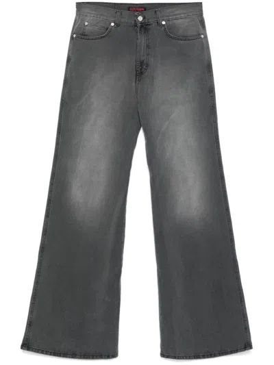 LỰU DẠN WIDE-LEG DENIM JEANS WITH CONCEALED FLY AND WHISKERING EFFECT