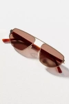 Lu Goldie Slim Angled Metal Sunglasses In Brown