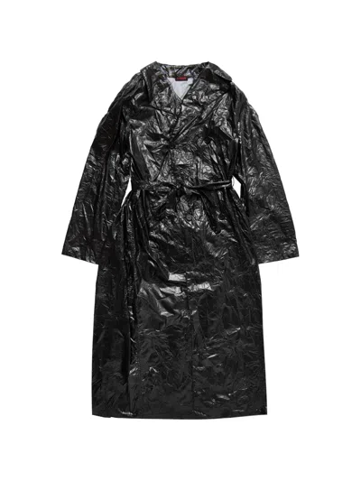 Lựu Đạn Crumple Terror Trench Coat In Black