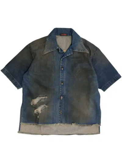 Lựu Đạn Denim Boxy Shirt In Blue