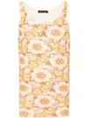 Lựu Đạn Floral-print Ribbed Tank Top In Yellow