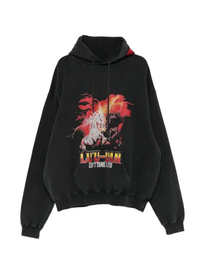 Lựu Đạn Graphic-print Oversized Hoodie In Black