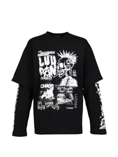 Lựu Đạn Layered-design Graphic-print T-shirt In Black
