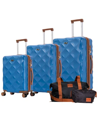 Luan Paris 3pc Luggage Set With Weekender & Toiletry Bag In Blue