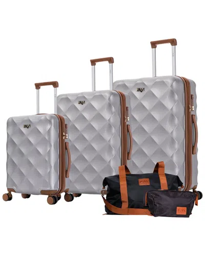 Luan Paris 3pc Luggage Set With Weekender & Toiletry Bag In Silver
