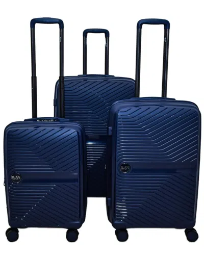 Luan Wave 3pc Hardside Spinner Luggage Set In Blue