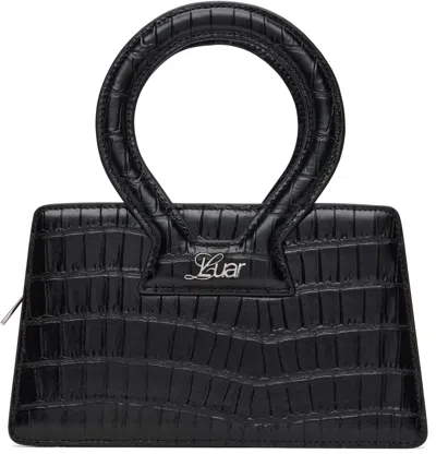 Luar Black Small Ana Bag In Black Croc Embossed
