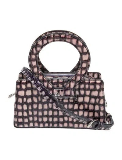 Pre-owned Luar Embossed Leather Top Handle Bag In Gray