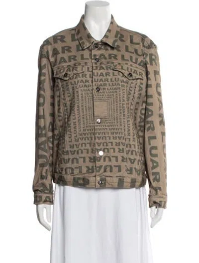 Pre-owned Luar Graphic Print Denim Jacket In Brown