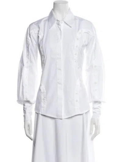 Pre-owned Luar Long Sleeve Blouse In White