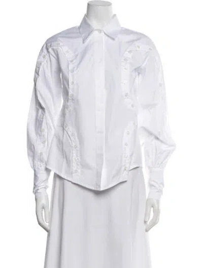 Pre-owned Luar Long Sleeve Blouse In White