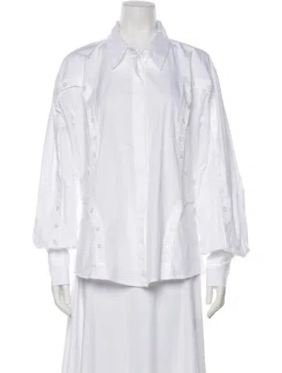 Pre-owned Luar Long Sleeve Blouse In White