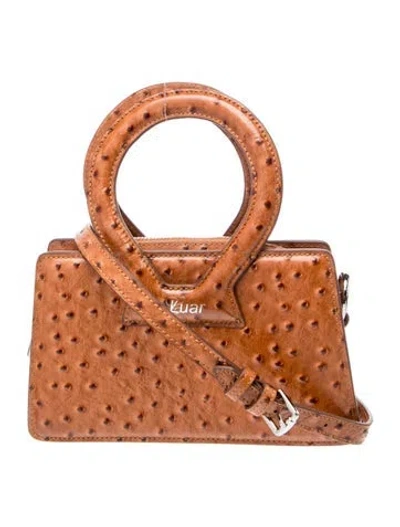 Pre-owned Luar Ostrich Top Handle Bag In Brown