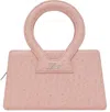 Luar Pink Small Ana Bag In Blush Ostrich Emboss