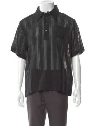 Pre-owned Luar Striped Collar Polo Shirt In Black