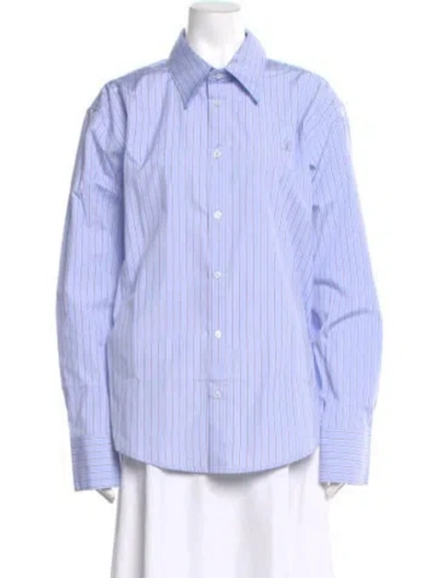 Pre-owned Luar Striped Long Sleeve Button-up Top In Blue