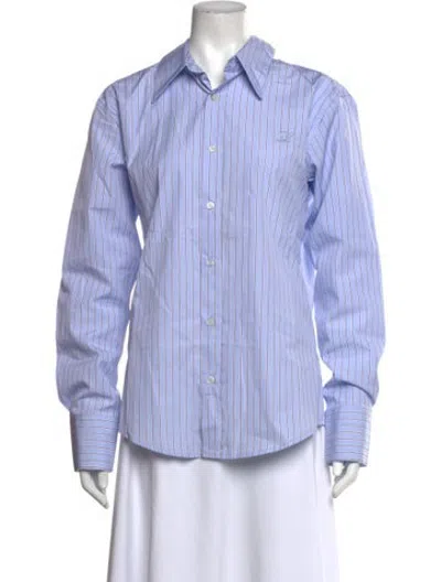 Pre-owned Luar Striped Long Sleeve Button-up Top W/ Tags In Blue