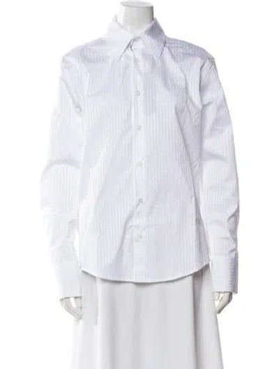 Pre-owned Luar Striped Long Sleeve Button-up Top W/ Tags In White