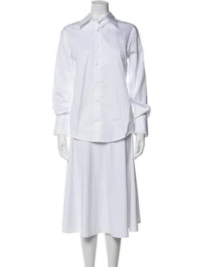 Pre-owned Luar Striped Long Sleeve Button-up Top W/ Tags In White