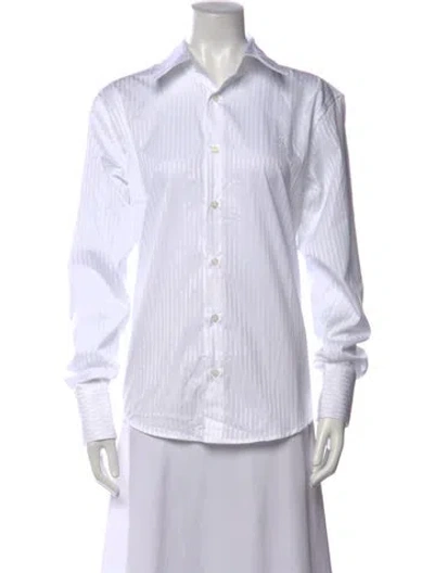Pre-owned Luar Striped Long Sleeve Button-up Top W/ Tags In White