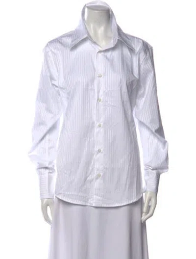 Pre-owned Luar Striped Long Sleeve Button-up Top W/ Tags In White