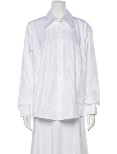 Pre-owned Luar Striped Long Sleeve Button-up Top In White