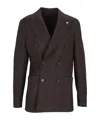 Lubiam Double-breasted Blazer In Brown