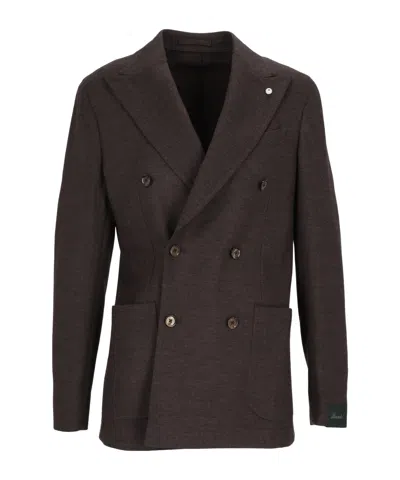 Lubiam Double-breasted Blazer In Brown