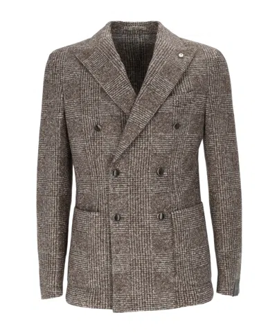 Lubiam Double-breasted Suit Jacket In Gray